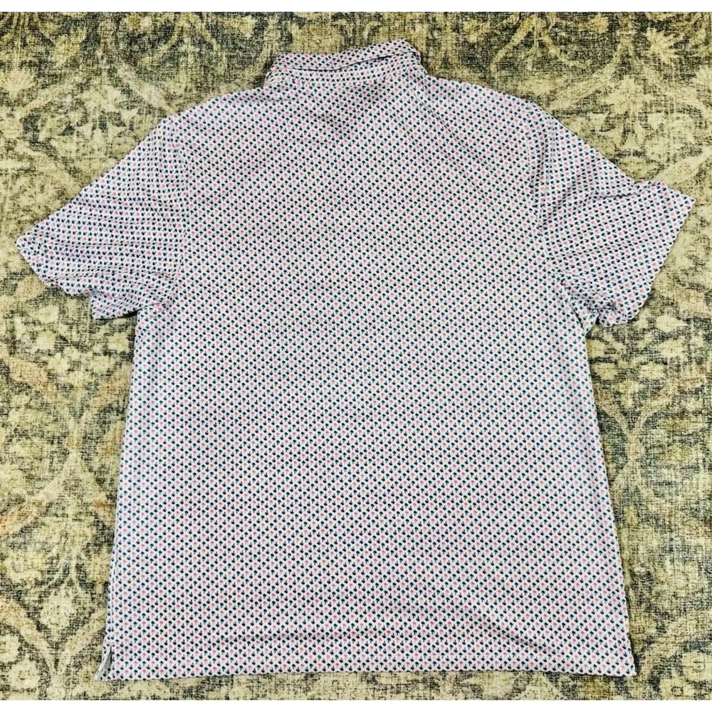 Vineyard Vines Performance Polo Shirt Mens XL Blue/Pink Palm Tree AOP S/S B8 - Picture 2 of 7